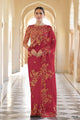 Geet Sammelan Party Wear Red Organza Designer Saree by Fashion Nation for Online Sales