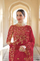 Geet Sammelan Party Wear Red Organza Designer Saree by Fashion Nation
