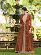 Magical CHE25003 Indo Western Multicoloured Satin Linen Floor Length Gown with Jacket - Fashion Nation