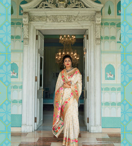 Regal RK80131 Weaving Off-White Banarasi Silk Jacquard Saree - Fashion Nation