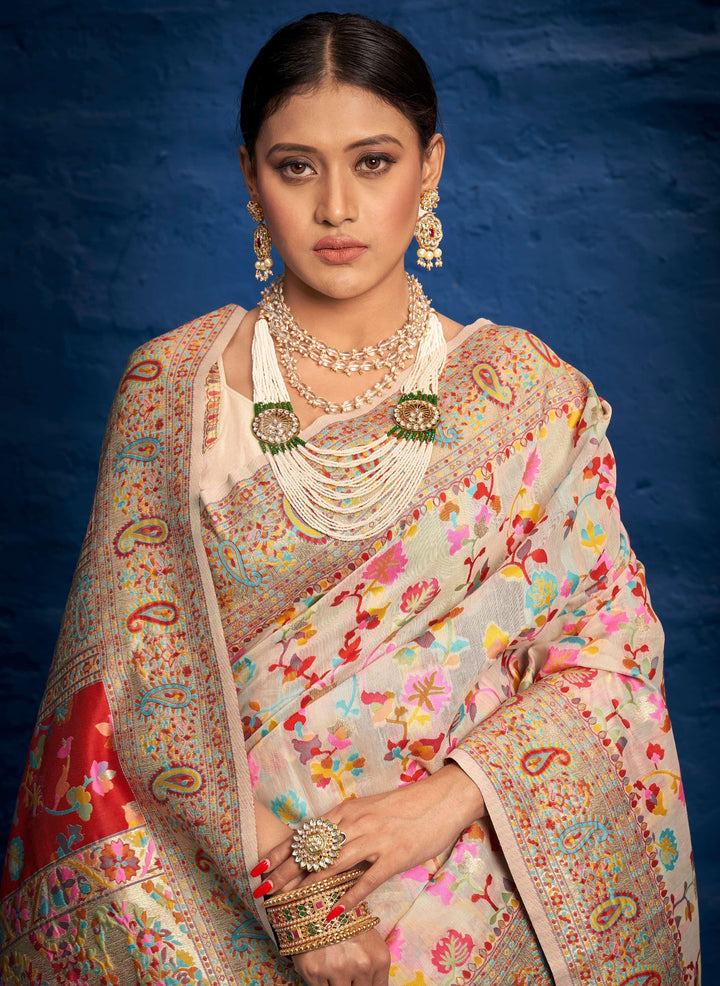 Engagement Wear Kashmiri Weaving Saree - Fashion Nation