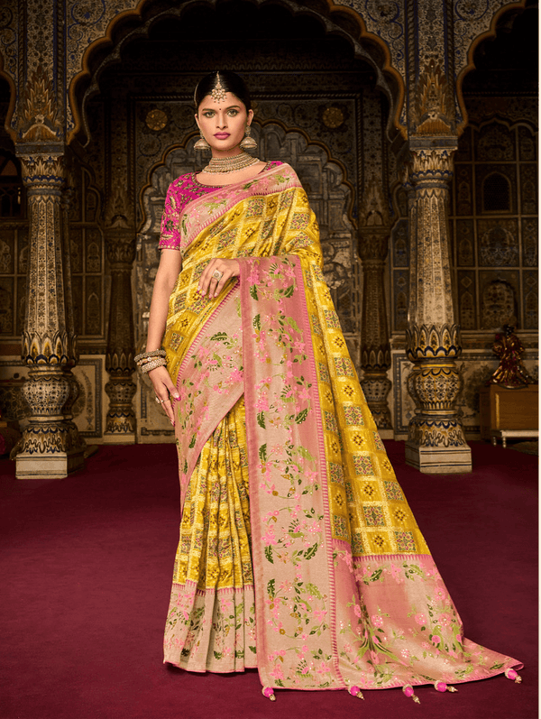 Haldi Wear Silk Bandhej Patola Saree - Fashion Nation