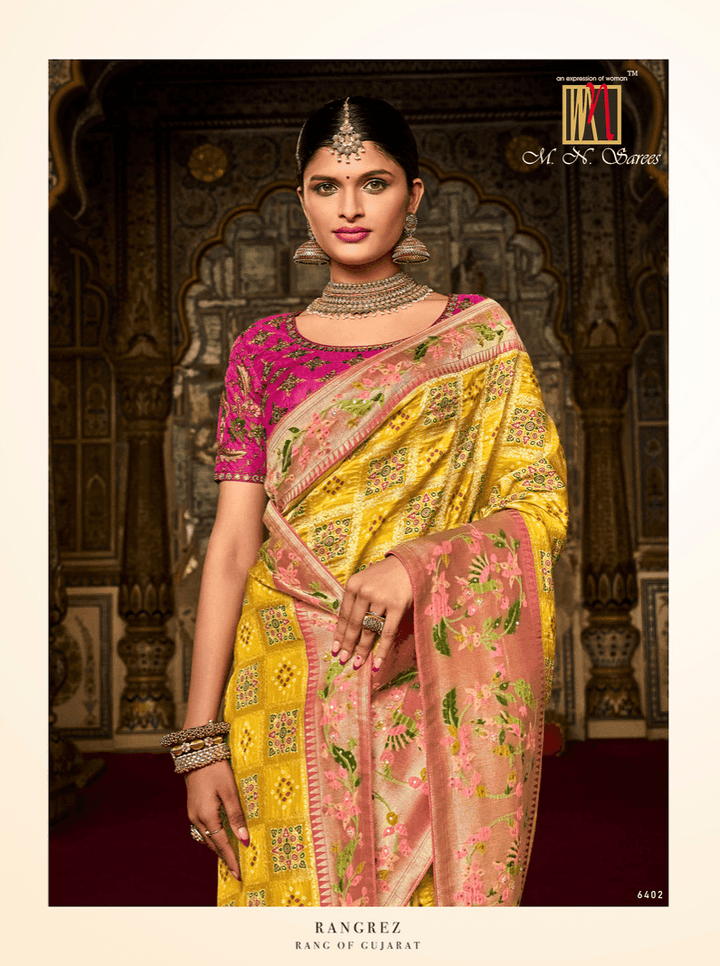 Haldi Wear Silk Bandhej Patola Saree - Fashion Nation