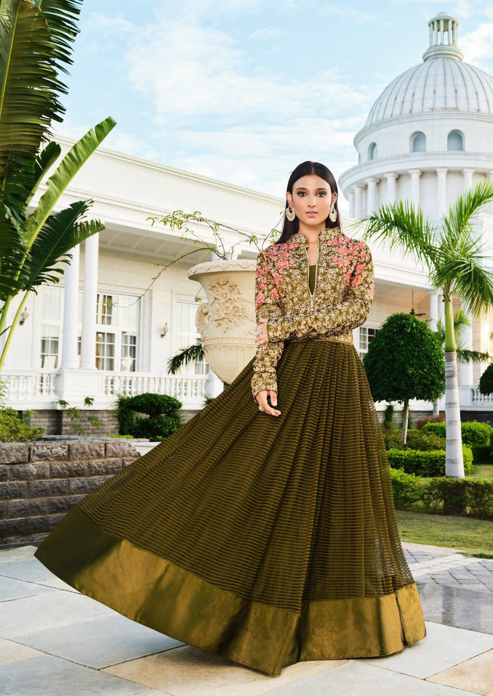 Party Wear Indo Western Designer Floor Length Dress with Jacket - Fashion Nation