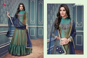 Evening Wear Indo Western KY7028 Shaded Multicoloured Silk Floor Length Anarkali Gown - Fashion Nation