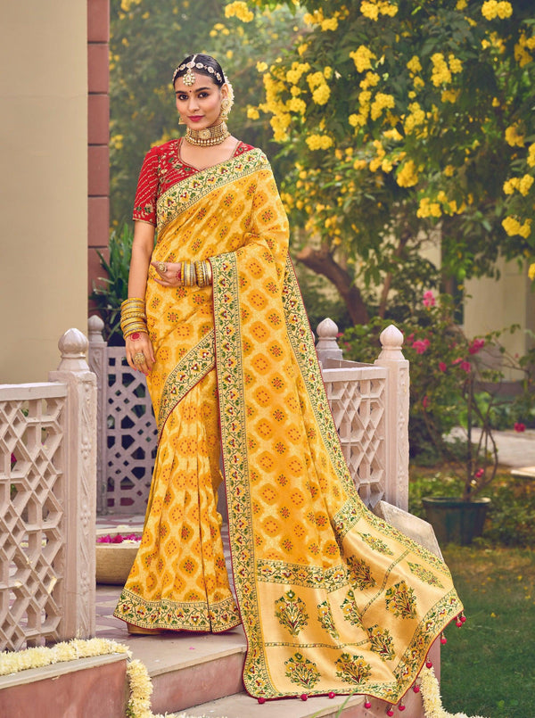 Haldi Wear Bandhej Saree - Fashion Nation