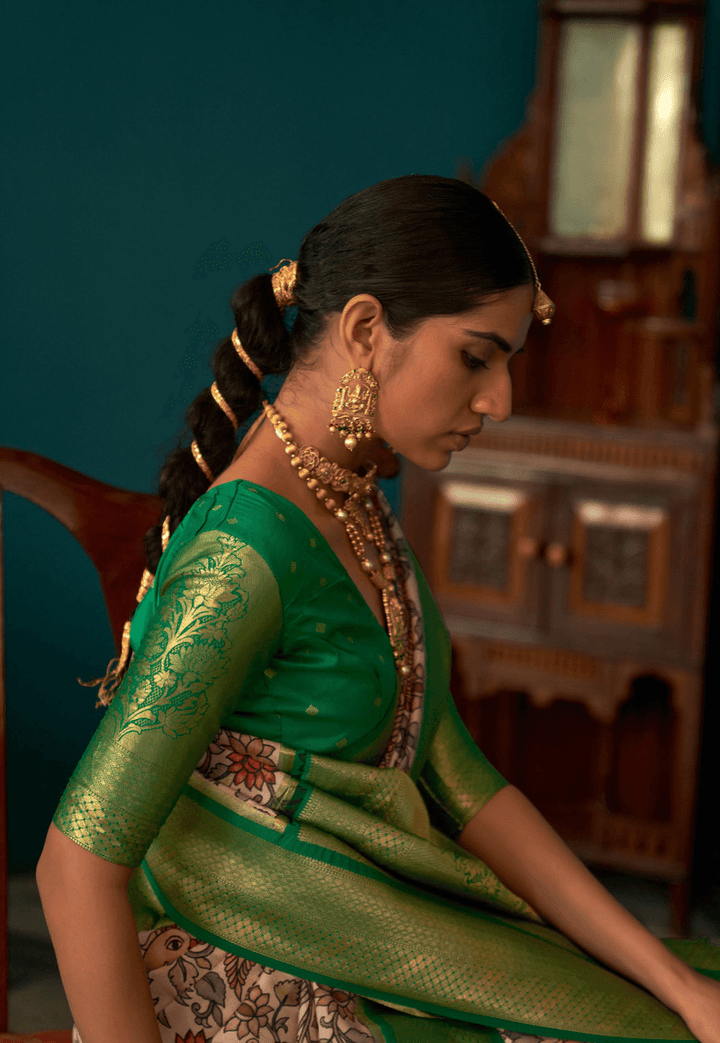 Mehendi Function Wear Tussar Silk Saree - Fashion Nation