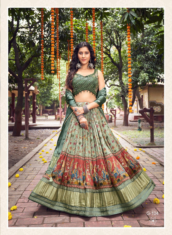 Mehendi Wear Gajji Silk Lehenga Choli - Fashion Nation