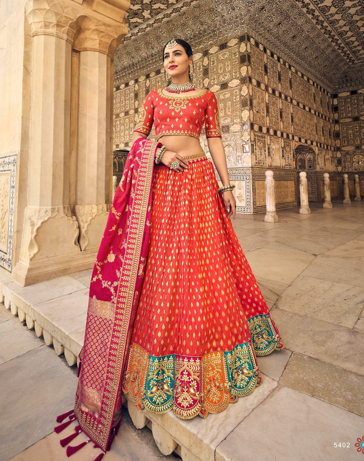 Reception Wear Crushed Silk Ghagra Choli - Fashion Nation