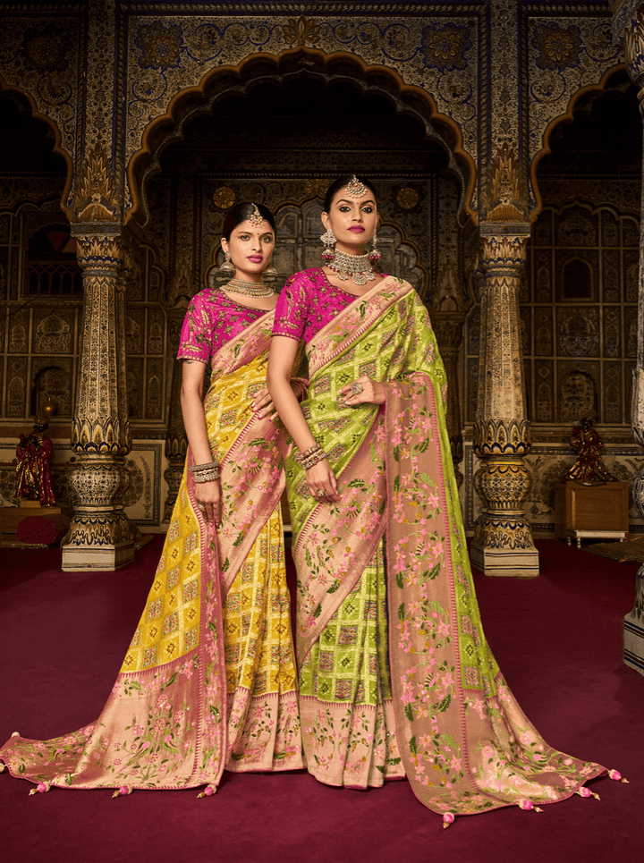 Haldi Wear Silk Bandhej Patola Saree - Fashion Nation