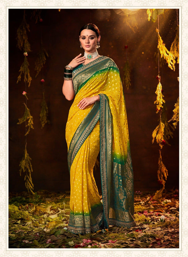 Haldi Wear Bandhej Silk Saree - Fashion Nation